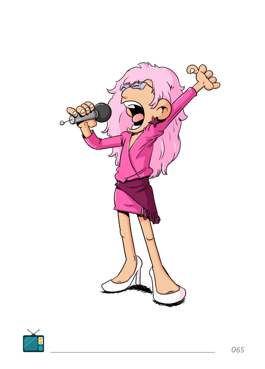 Personnage de Wilfried déguisé en Jem, dessin animé des années 80/90.