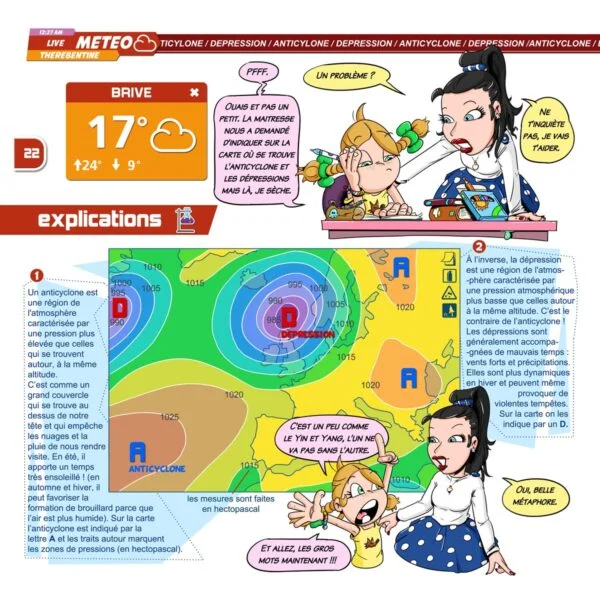 Virginie explique à Thérébentine la différence entre un anticyclone et une dépression