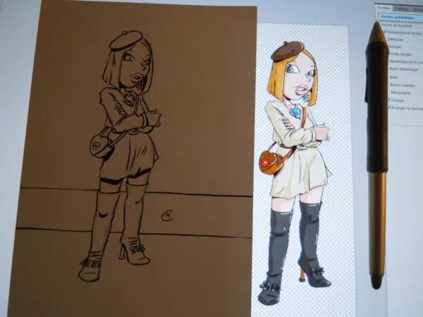 Dessin original de l'illustration 60 en couleur à droite.