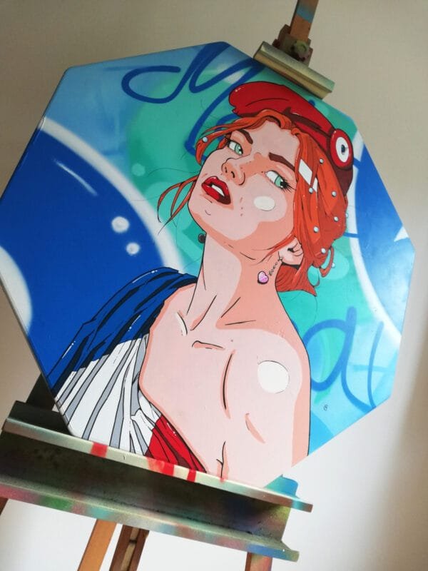 Photo d'une peinture de Marianne avant son installation dans la mairie.