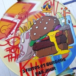 Vue générale de la création de Marcel Champion "5 frites et burgers par jours"