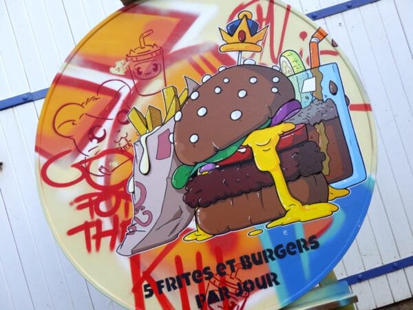Vue générale de la création de Marcel Champion "5 frites et burgers par jours"